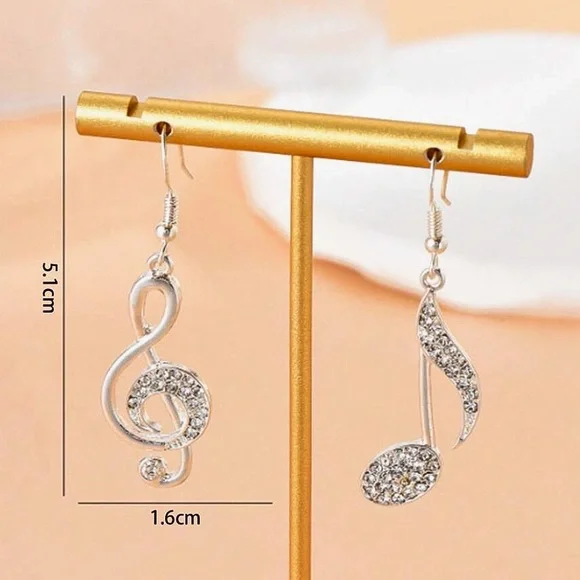 Any 4/$25! Silver Crystal Music Earrings - Picture 4 of 6